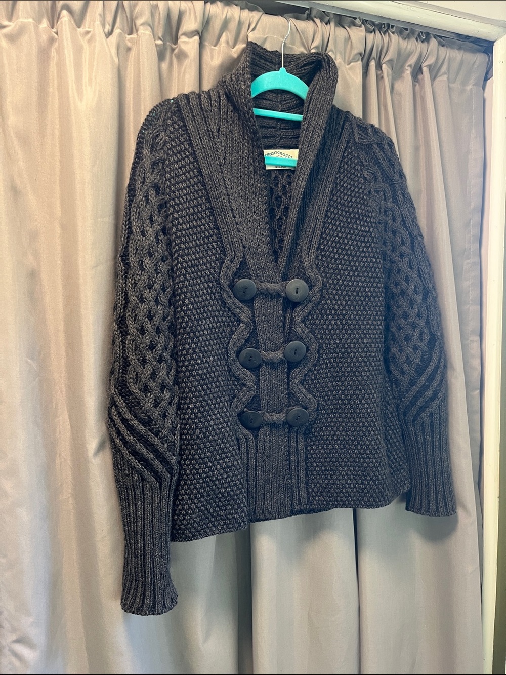 Aran Crafts Chunky Cable Shawl Collar Cardigan